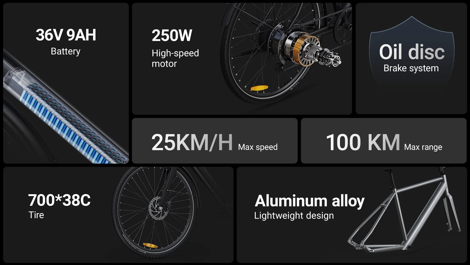 DYU Stroll 1 700C City E-Bike, 250 W, 100 km räckvidd 3