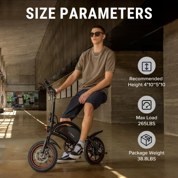 DYU D3F 14in Mini Folding E-Bike, 250W, 60KM Range - immagine 11