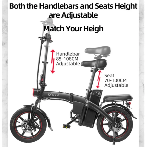DYU A5 14in Folding E-Bike, 250W, Remote Lock - obrazek 7