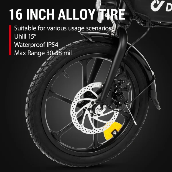 DYU A1F Pro 16in Folding E-Bike, 250W, Easy Storage - immagine 6