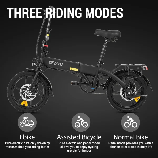 DYU A1F Pro 16in Folding E-Bike, 250W, Easy Storage - immagine 8