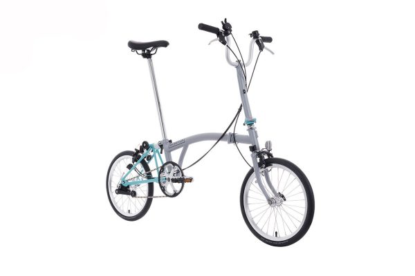 Brompton A Line 3-Speed Folding Bike | Window Grey/Turkish Green, Mid Handlebar - Image 3