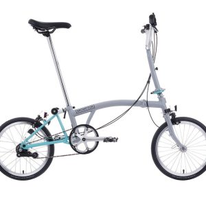 Brompton Vélo pliant à 3 vitesses A Line | Gris fenêtre/vert turc, guidon central