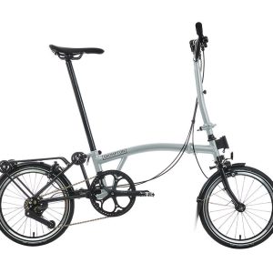 Brompton Vélo pliant P Line 12 vitesses avec cadre à roulettes | Glace lunaire, cadre en titane
