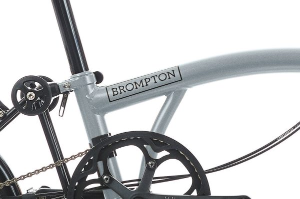 Brompton P Line 12-Speed Folding Bike with Roller Frame | Lunar Ice, Titanium Frame - Image 8
