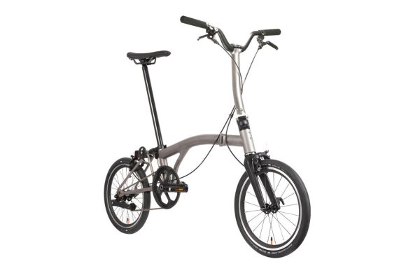 Brompton T Line One 1-Speed Folding Bike | Blasted Titanium, Mid Handlebar - Image 3
