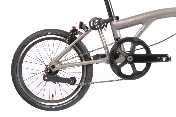 Brompton T Line One 1-Speed Folding Bike | Blasted Titanium, Mid Handlebar - Image 6