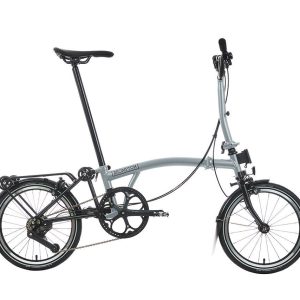 Brompton Vélo pliant urbain 4 vitesses P Line avec cadre à roulettes | Lunar Ice, guidon central