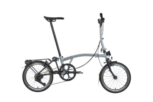 Brompton P Line 4-Speed Urban Folding Bike with Roller Frame | Lunar Ice, Mid Handlebar