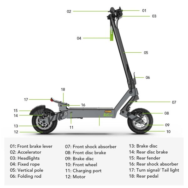 VIPCOO VS3 800W Off-Road Electric Scooter – 50KM Range, Touchscreen, Built for City & Adventure - Image 16