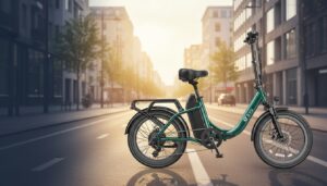 DYU C9 foldable e-bike in a European city commuting setting
