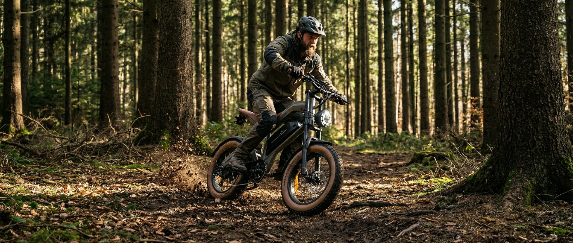 DYU M20 fett däck e-cykel cyklar genom en canyon