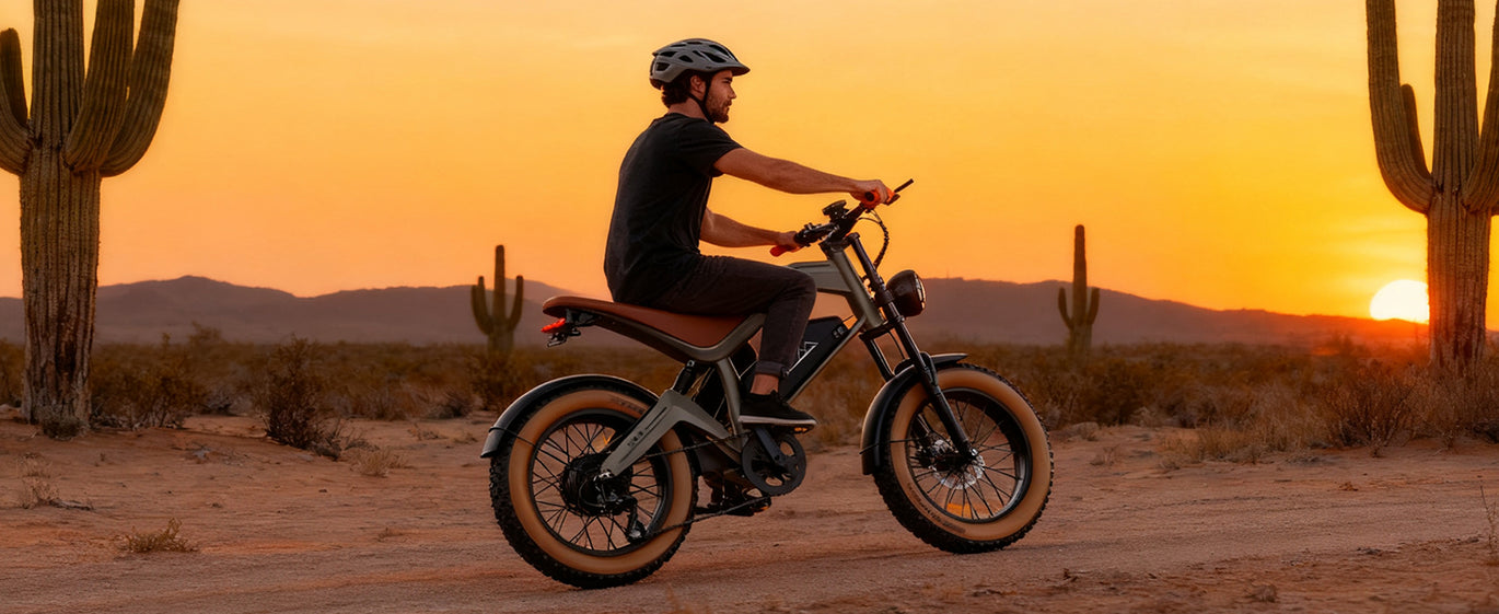 Ciclista DYU M20 al atardecer