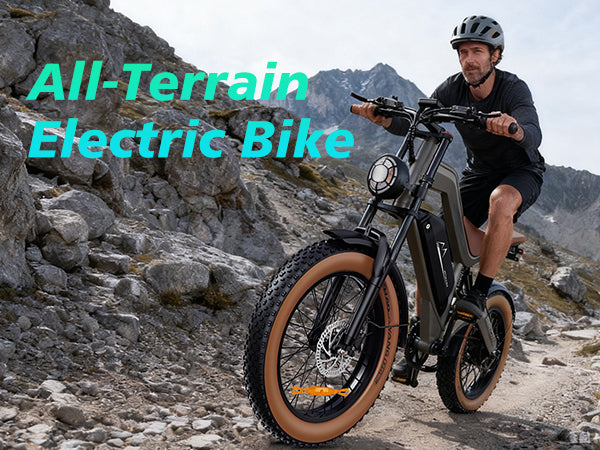 DYU M20 all-terrain e-bike in a mountain setting after drying and inspection