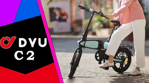 Bicicleta eléctrica plegable DYU C2 de 16 pulgadas, 250 W, alcance de 40 km 15