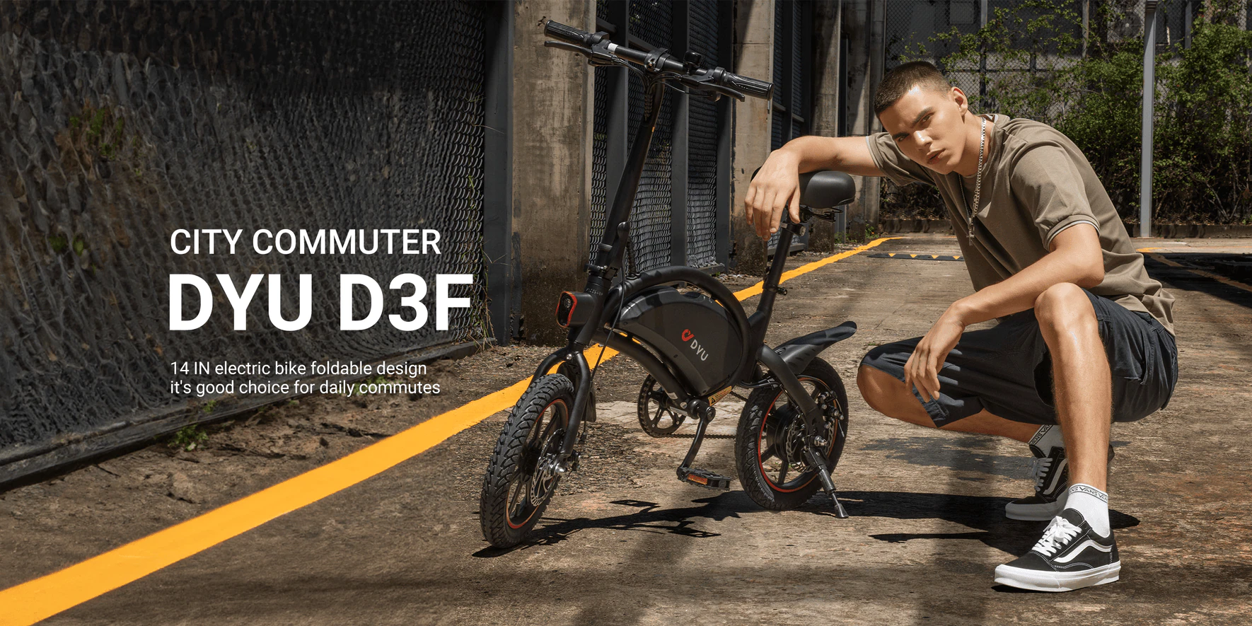 Bicicleta elétrica compacta para transporte urbano DYU D3F