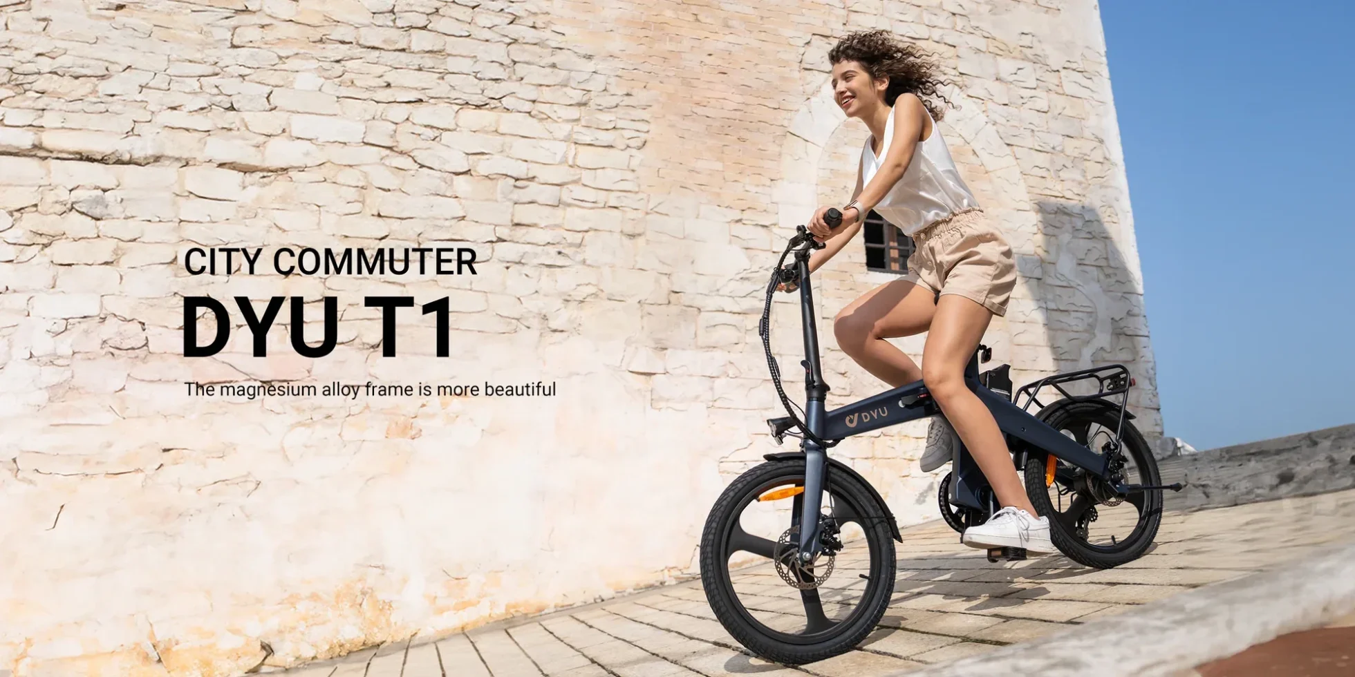 Bicicleta elétrica dobrável DYU T1 para deslocações urbanas